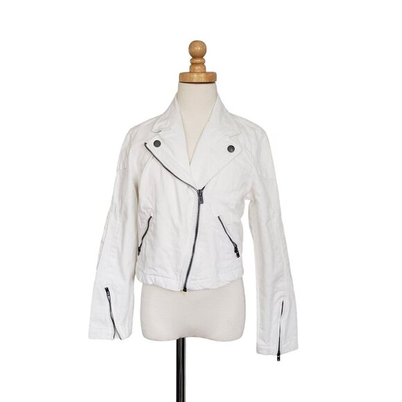 Girl's Sz 8 Polo Ralph Lauren White Asymmetrical Zip Moto Denim Spring Jacket - Picture 13 of 13